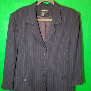 M.T. Morgan Taylor 2 PC Navy Striped Blazer/Skirt Suit Set Outfit Womens Size 16